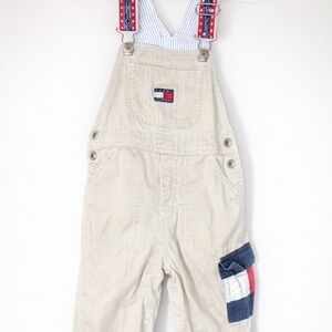Tommy Hilfiger Toddler Overalls | Size 3T | Cream Khaki | Classic Logo